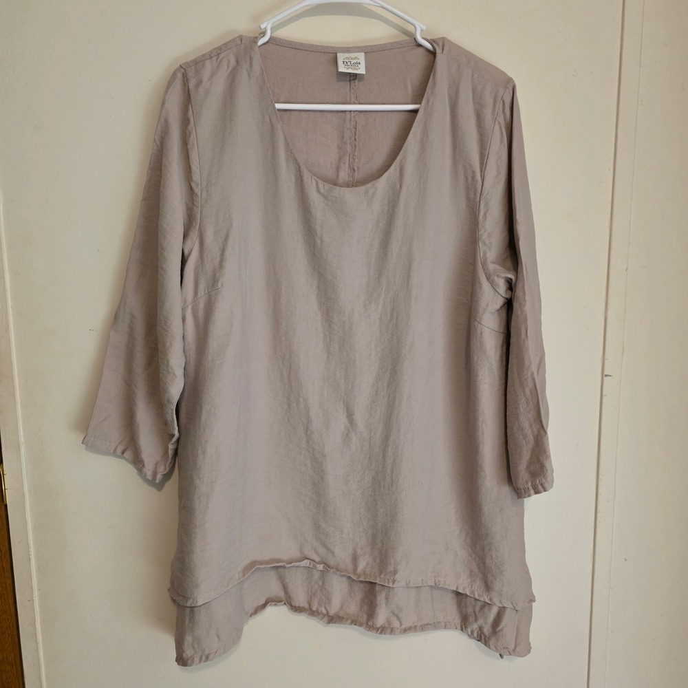Et Lois Womens Tunic Top Lagenlook Size Medium Layered Minimalist Made in USA